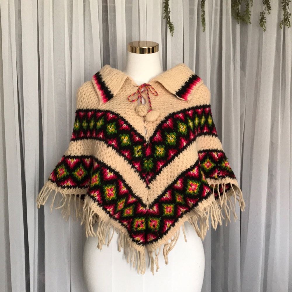 Stylish Multicolor Knit Poncho